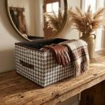 Pannier de rangement pliant avec poignée et motif pied-de-poule -couleur aleatoire